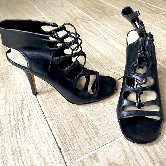 Via Spiga Shoes - Via Spiga Italian Leather Caged Lace Up Blue Heels
